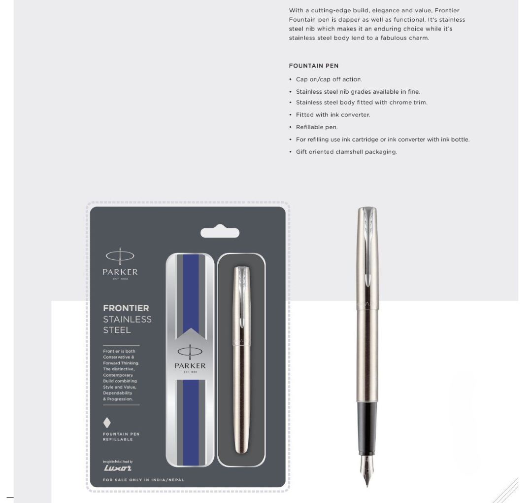 Frontier Stainless Steel Fountain Pen with Chrome Trim